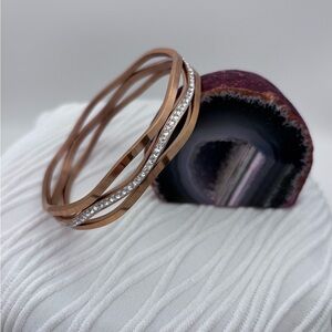 Elegant Rose Gold Bangle with Crystals